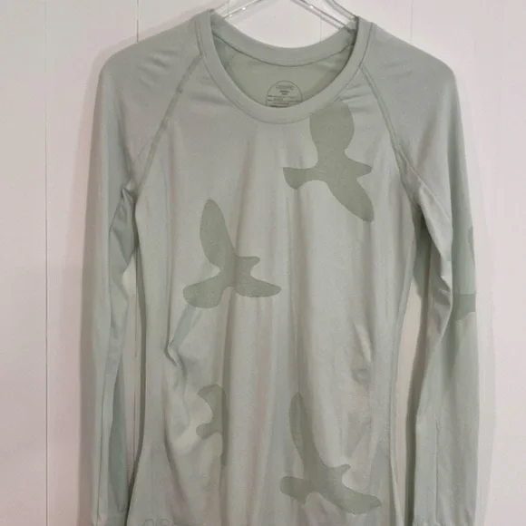 Oiselle Flyte Seamless Long Sleeve Top Thumbholes Medium Mint Running Wicking - Picture 2 of 8